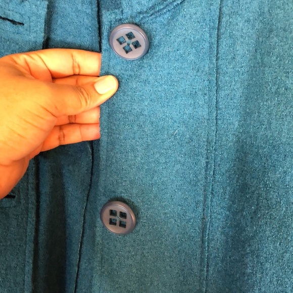COLDWATER CREEK Teal Boiled Wool Blend Button Front Coat Jacket Size XL - Picture 5 of 16